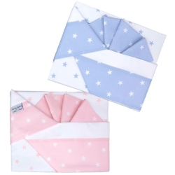 Maxi Crib Sheet Set with Star Pattern - 2 Sheets + 1 Pillowcase - Pink