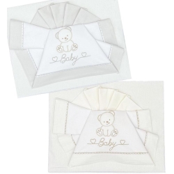 Maxi Crib Sheet Set with Teddy Bear Embroidery - Grey