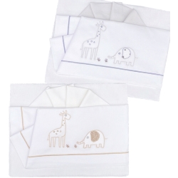 Complete Cot Bed Set - 2 Sheets + 1 Pillowcase with Hot Air Balloon Elephant Embroidery - Grey