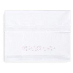 Set of 3 White/Pink Cot Sheets 120x60 cm