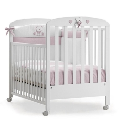 Tatino - Solid Wood Cot with Adjustable Sides - White/Pink