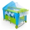Deluxe 6-in-1 Travel Cot with Changing Table, Swing, and Wheels - Blue