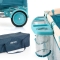 Deluxe 6-in-1 Travel Cot with Changing Table, Swing, and Wheels - Blue
