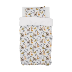 Complete 100% Cotton Cot Duvet Cover 140x210 cm + Pillowcase 50x75 cm - Animal Pattern