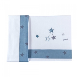Stella Collection - Complete Crib Set - 2 Sheets + 1 Pillowcase - Light Blue