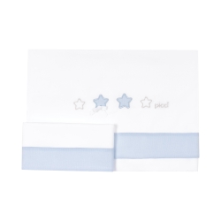 Dream Collection - Complete Set for Crib and Pram - 2 Sheets + 1 Pillowcase - Light Blue