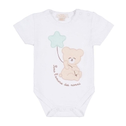 NANAN White Bodysuit with Teddy Bear and "I Am Grandparents' Love" Writing 0-1 Month