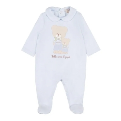NANAN Blue Onesie Pure Cotton with Teddy Bear and Bow Tie Size 3 Months 62 cm
