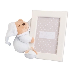 Puccio - Vertical Wooden Photo Frame with Teddy Bear - Blue