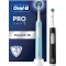 ORAL B Pro Series 1 - 2 Rechargeable Electric Toothbrushes in Blue and Black with 2 Brush Heads