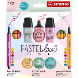 Pastel Love - Creative Drawing Set 18 Pieces Assorted Colors