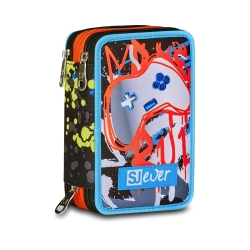 SJ Gang Style Jam Gang - Triple Compartment Pencil Case Complete with School Supplies