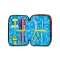 SJ Gang Style Jam Gang - Triple Compartment Pencil Case Complete with School Supplies