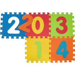 72273 - 5 Interlocking Modular Puzzle Mats with Washable Numbers for Children's Play Areas 32x32 cm Thickness 1 cm