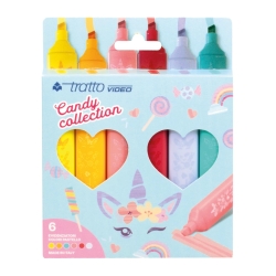 Video Candy Collection - 6 Pastel Highlighters Assorted Colors Limited Edition