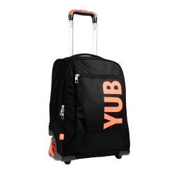 3-Wheel Trolley - 2-in-1 Backpack with Cross-Over System for Children and Teens School Travel Black Orange 34 Liters