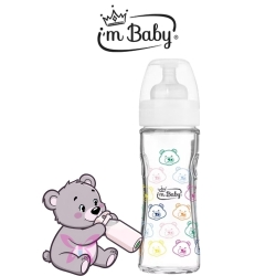 Luxury glass baby bottle 6M+ 300 ml assorted colors