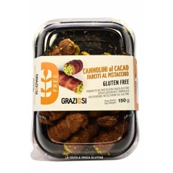 Gluten-free cocoa and pistachio cannolini (150g)