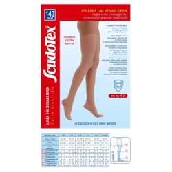 ScudoTex - 140 Den Open Toe Tights with Graduated Compression (19-22 mm Hg) Size 3