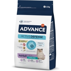Advance Activedefense Turkey - Complete food for sterilized adult cats, hairball control 1.5 kg