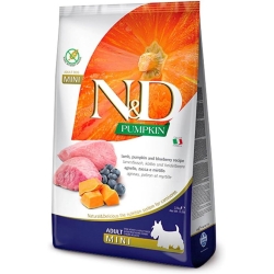 N&D Pumpkin Grain Free Adult Mini Lamb, Pumpkin and Blueberry - Complete food for adult dogs (7 kg)