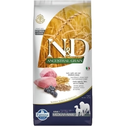 N&D Ancestral Grain Spelt Oats Lamb Blueberry - Complete food for adult dogs, medium and maxi, 12 kg