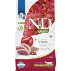 N&D Quinoa Hairball Duck, Quinoa, Apple and Cranberry - Complete food for adult cats for hairballs 300 g