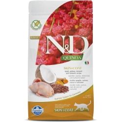 N&D Quinoa Skin & Coat, Quail, Coconut & Turmeric - Complete food for adult cats for skin and coat 1.5 kg