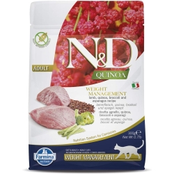 N&D Quinoa Weight Management Lamb Cat Food - Complete food for adult cats 300g