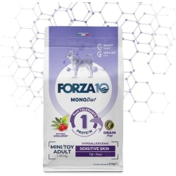 Forza 10 Mono Diet Mini/Toy Adult Fish - Complete dietary food for dogs with sensitive skin 1.5 kg