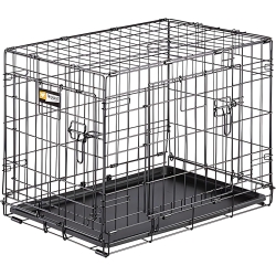 Dog-Inn 75 Black - Folding Dog Kennel for Medium-Sized Dogs with Divider Panel and Double Door 77.4 x 48.5 x h 54.6 cm