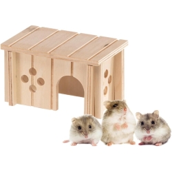 Sin 4641 - Eco-friendly Ventilated Wooden House for Hamsters and Small Rodents 12.5 x 7.5 x 7 cm