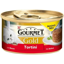 PURINA Gourmet Gold Beef Tortini - Complete food for adult cats and pregnant or lactating cats 85g