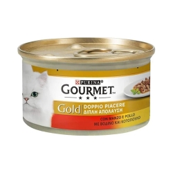 Purina Gourmet Gold Double Pleasure Beef and Chicken - Wet food for adult cats 85g