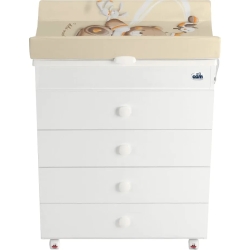 Asia - Dresser changing table with wheels - White
