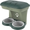 Food Stand - Raised Double Dog Bowl Holder Adjustable Wall Mount Indoor Outdoor Use Green