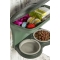 Food Stand - Raised Double Dog Bowl Holder Adjustable Wall Mount Indoor Outdoor Use Green