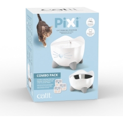 Pixi - Cat Fountain Drinking Bowl Combo Pack White