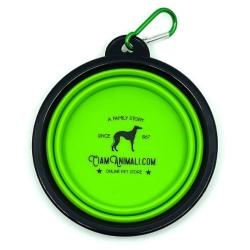 Neon Green Collapsible Travel Pet Bowl with Carabiner