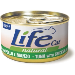 Life Cat Natural Tuna with Chicken and Beef - Complete food for cats 85g