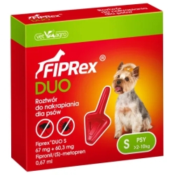 Fiprex duo S - Pipette for Dogs 2-10 kg against Fleas, Ticks and Lice with 0.67 ml of Fipronil