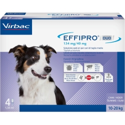 Effipro Duo - 4 Spot-On Pipettes 134 mg for Dogs 10-20 kg