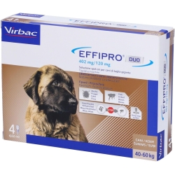 Effipro Duo 402 mg - 4 Pipettes Spot-on Treatment for Fleas and Ticks for Dogs 40-60 kg