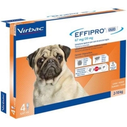 Effipro Duo 67 mg - 4 Spot-on Pipettes for Dogs 2-10 kg
