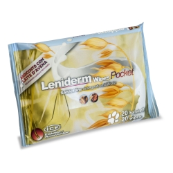 Leniderm Wipes Pocket - 20 Moisturized Cleansing Wipes for the Coat and Skin of Dogs and Cats