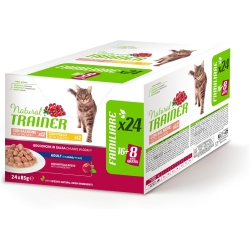 Natural Trainer Chicken and Salmon - Complete food for adult cats 24 sachets x 85 g