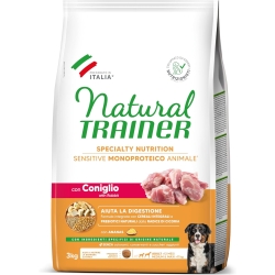 Natural Trainer Sensitive No Gluten Rabbit and Cereals - Complete Food for Adult Dogs Medium & Maxi 3 Kg
