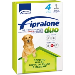 Fipralone Duo - 4 Pipettes Spot-On Flea and Tick Treatment for Dogs 20-40 kg