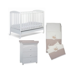 Lucy - Cot, Bath, Changing Table, and White Duvet Set
