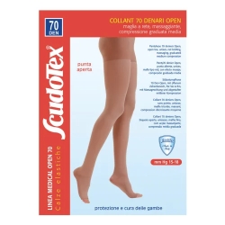 Scudotex 70 denier open-toe tights, natural color, size 3
